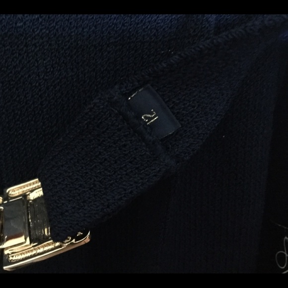 ST JOHN 12 Navy Knit Pants with buckle belt - Picture 6 of 7